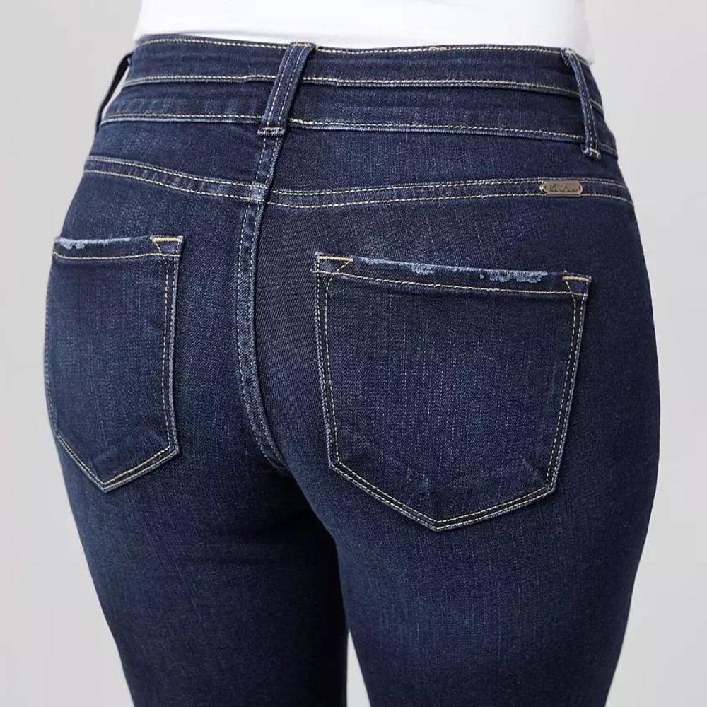 KanCan Jeans Signature Estilo Buckle Curvy Mid-Rise Ankle Skinny  Dark Wash